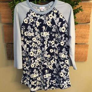 Lularoe Randy Tee Cute Blue Floral
